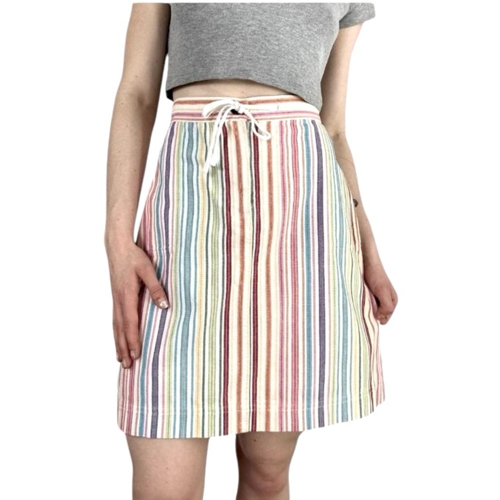 Christopher & Banks Womens Denim Rainbow Drawstring Skirt Skort Whimsical SZ 18W